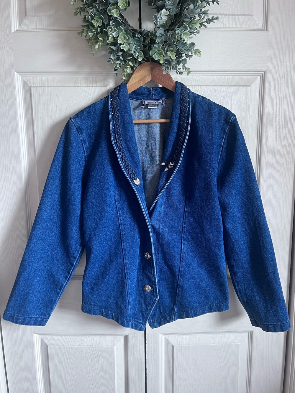 Vintage Simply Barbara of Colorado Denim Jacket Western Boho Med Wash Size Lg